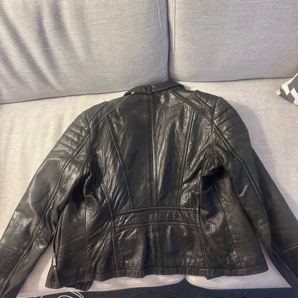 Michael Kors Black Leather Military Jacket - Picture 4 of 5
